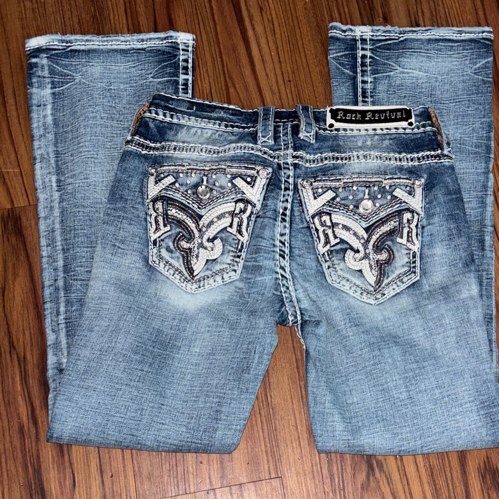 Rock Revival Light Blue Wash Embellished Pocket Jeans